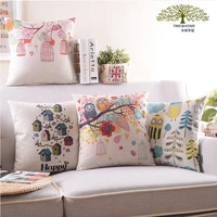 country simple pillow lumbar cushion office seat bedside cushion flower and bird sofa cotton and linen pillow pillow cases