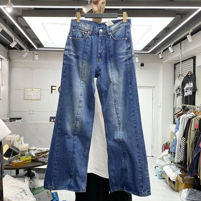 Men's Women's Jeans Wide Leg Denim Cargo Pants Vintage Blue Straight Baggy Trousers Washed Skateboard Neutral Denim Jean Pants