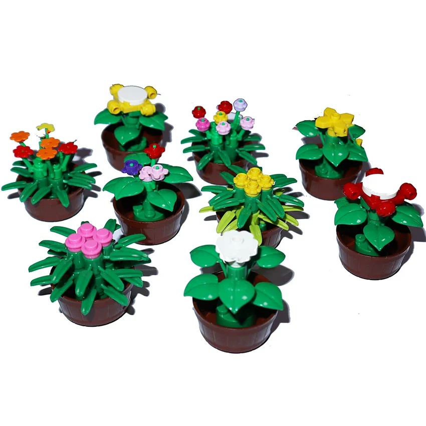 Строительные блоки MOC городская улица горшечные растения ствол дерева трава