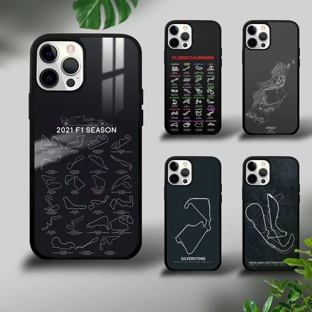 Чехол для телефона Formula 1 F1 Racing Circuit iPhone 16 15 14 13 12 11 Pro Xs Max Mini Plus Celulares Hard Funda