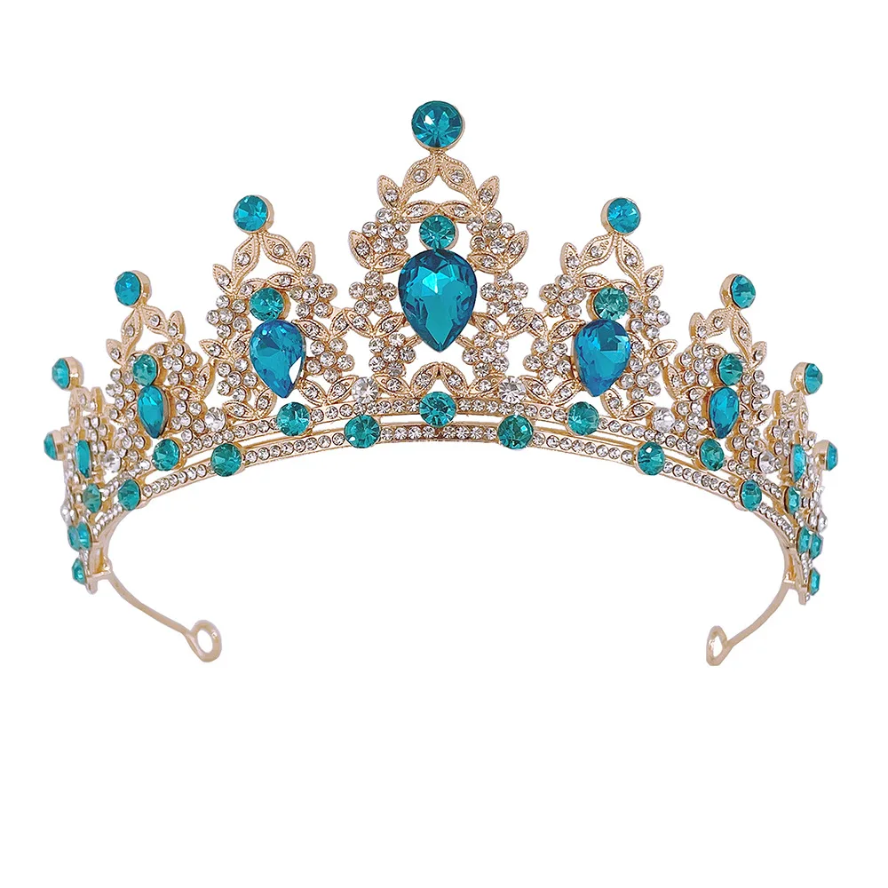 

KMVEXO Wedding Hair Tiara Crystal Bridal Crown Gold Color Diadem Veil Tiaras Wedding Hair Accessories Headpieces Head Jewelry