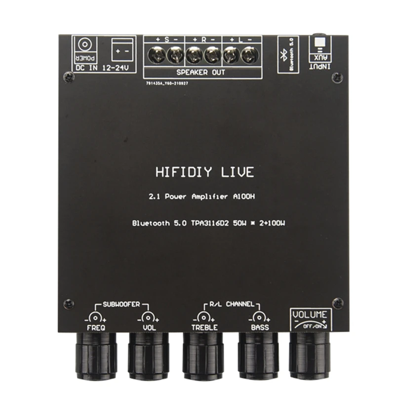 

TPA3116D2 Bluetooth 5,0 2,1 канал мощность аудио стерео сабвуфер усилитель платы 50 Вт x2 + 100 Вт тюнинг басов усилитель A100H