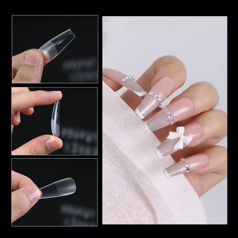 

Press on False Nails Fake Nails Coffin Semi Frosted Full Cover Mid Length Nail Tips Art Accessories Tool For 240pcs Each Bag