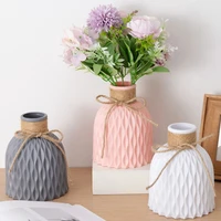 nordic corrugation woven imitation plastic vases artificial flower arrangement desktop ornament plant pots modern home decration