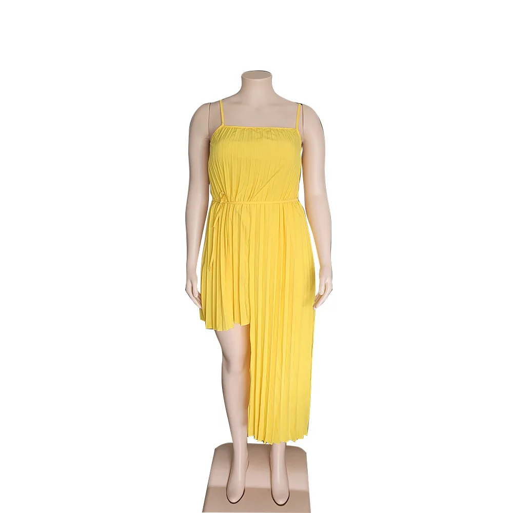 Plus Size Elegant Women Dress Ruffle Print Irregular Club Outfit Casual Sleeveless Luxury Gown 2023 Summer Evening Party Dress