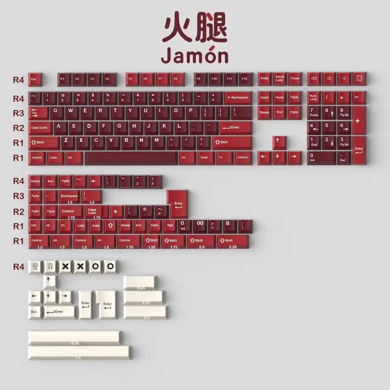 

Колпачки для клавиш GMK Jamon, ABS колпачки для клавиш с двойным выстрелом, колпачки для клавиш с профилем вишни с ISO Enter 3U 7U, клавиатура с раскладко...