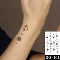 temporary tattoo stickers black stars planet interstellar galaxy fake tattoos waterproof tatoos hand small size for women men
