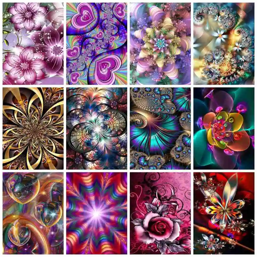 

Huacan Diamond Art Painting Mosaic Mandala Flower 5d Diy Diamond Embroidery Fantasy Floral Wall Stickers