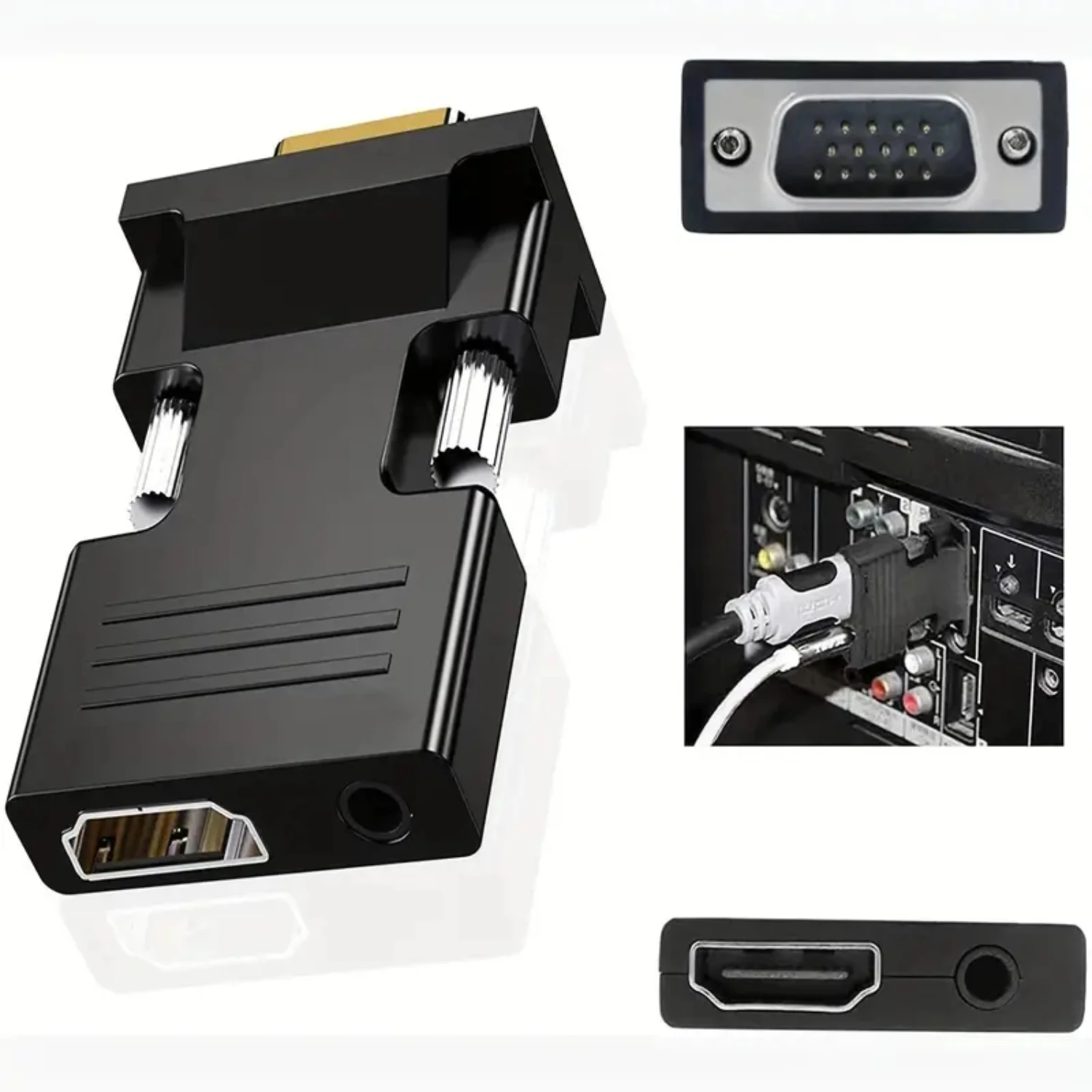 Конвертессор Hembra a Vga Macho Con Audio 3 5 мм Proyectores Adecuados Monitores De Ordenador Alta Definición Conector