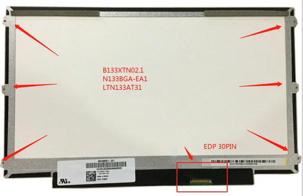 

13,3 "30pin 1366x768 LTN133AT31 fit HB133WX1-201 B133XTN02.1 запасные части для ноутбуков светодиодная матричная панель ЖК-дисплея