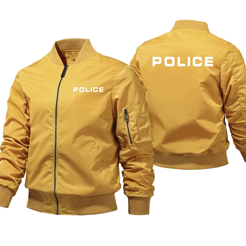 Police letter print Bomber Jacket Men Casual Jacket Men Thick Winter Windbreaker Pilot Parkas Clothes Outdoor thermal jacket images - 6