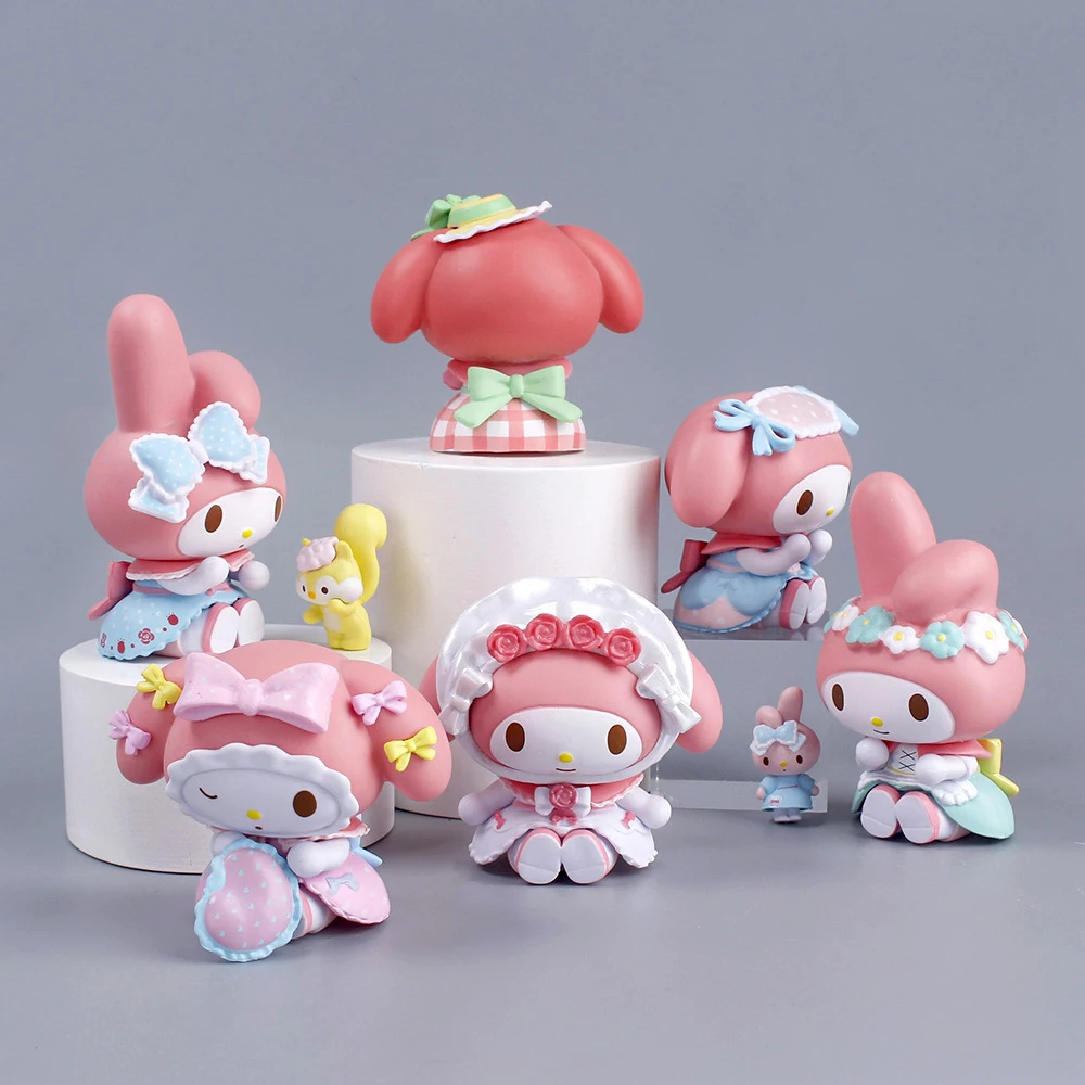 

My Melody Apron Dress Pink Doll Sanrio Anime Figure Cartoon Model Decorative Toys Kawaii Suite Christmas Present Children Gifts