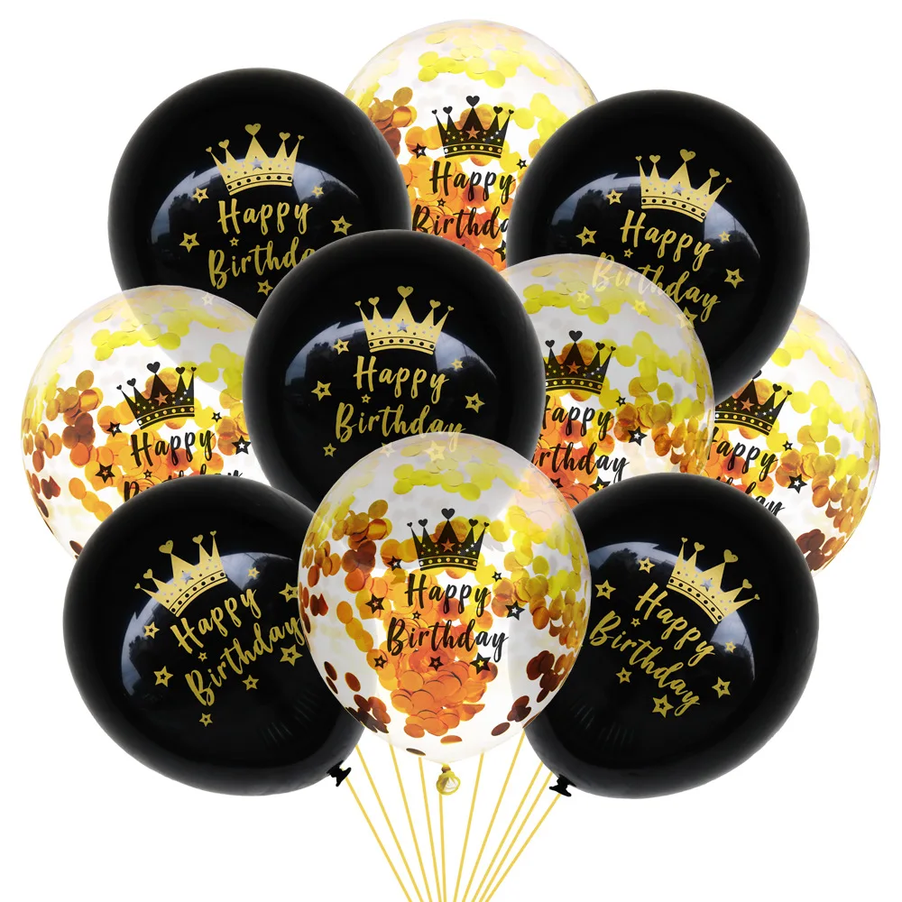 

Black Gold Happy Birthday Adult Party Latex Confetti Balloons Decorations Hanging for 30th 40th 50th Birthday Ballons Decoration