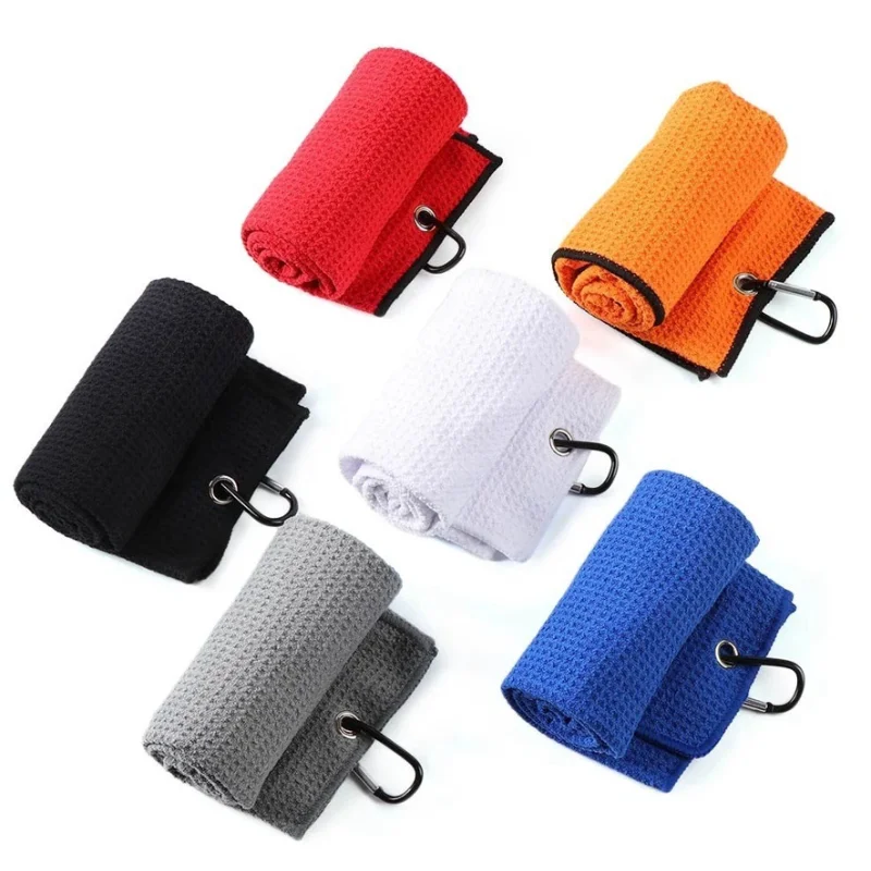 

1pc Golf Towel Multicolor Dishcloth for Golfer Red Blue Grey Black with Clasp Microfiber Fabric Use for Golf Balls Golf Club New