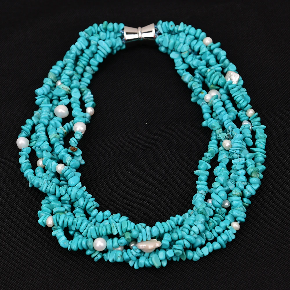 Колье с искусственным белым жемчугом 20 дюймов 6 рядов