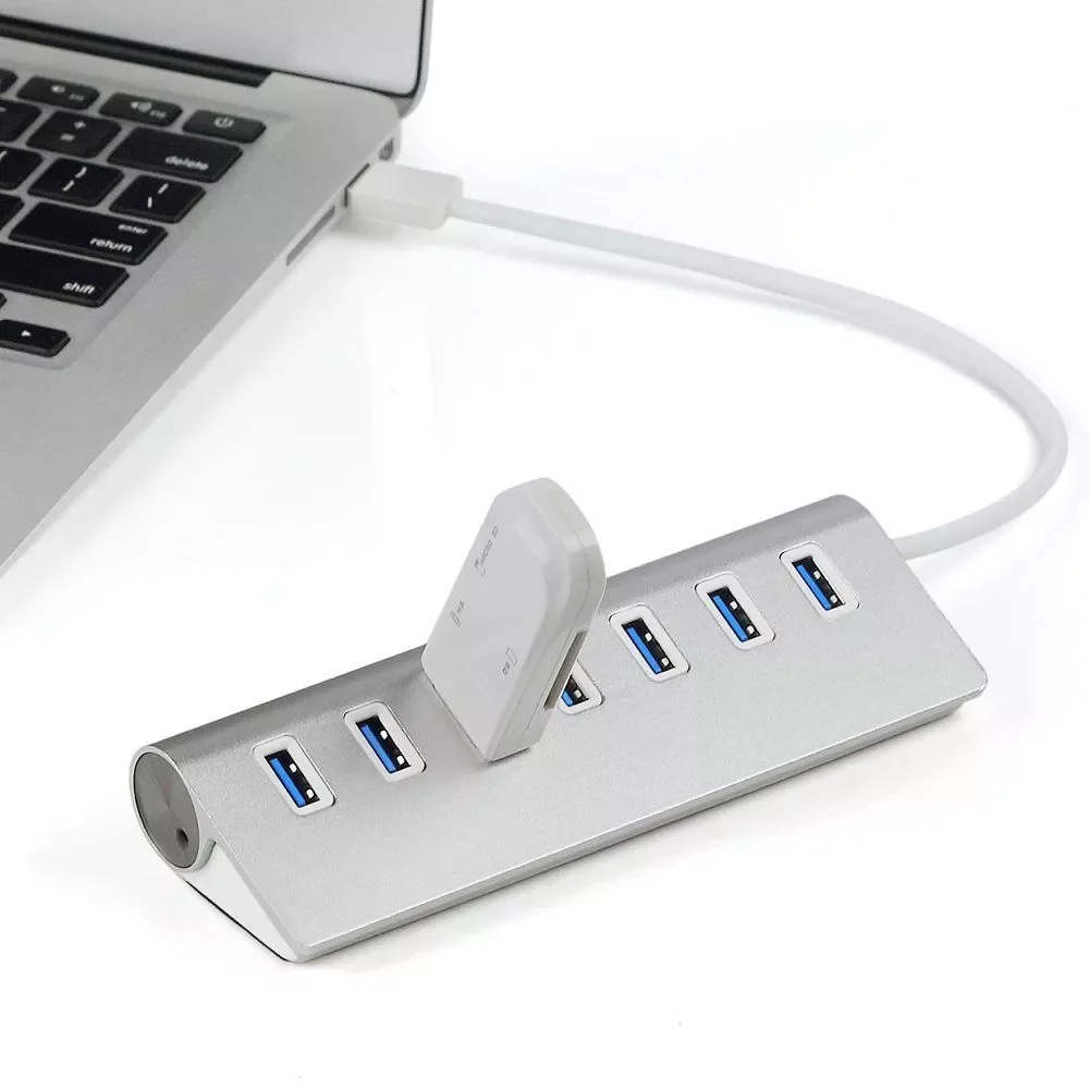 

7-портовый алюминиевый концентратор USB 3,0, 5 Гбит/с, высокоскоростной адаптер питания для ПК, ноутбука, Mac, Новинка
