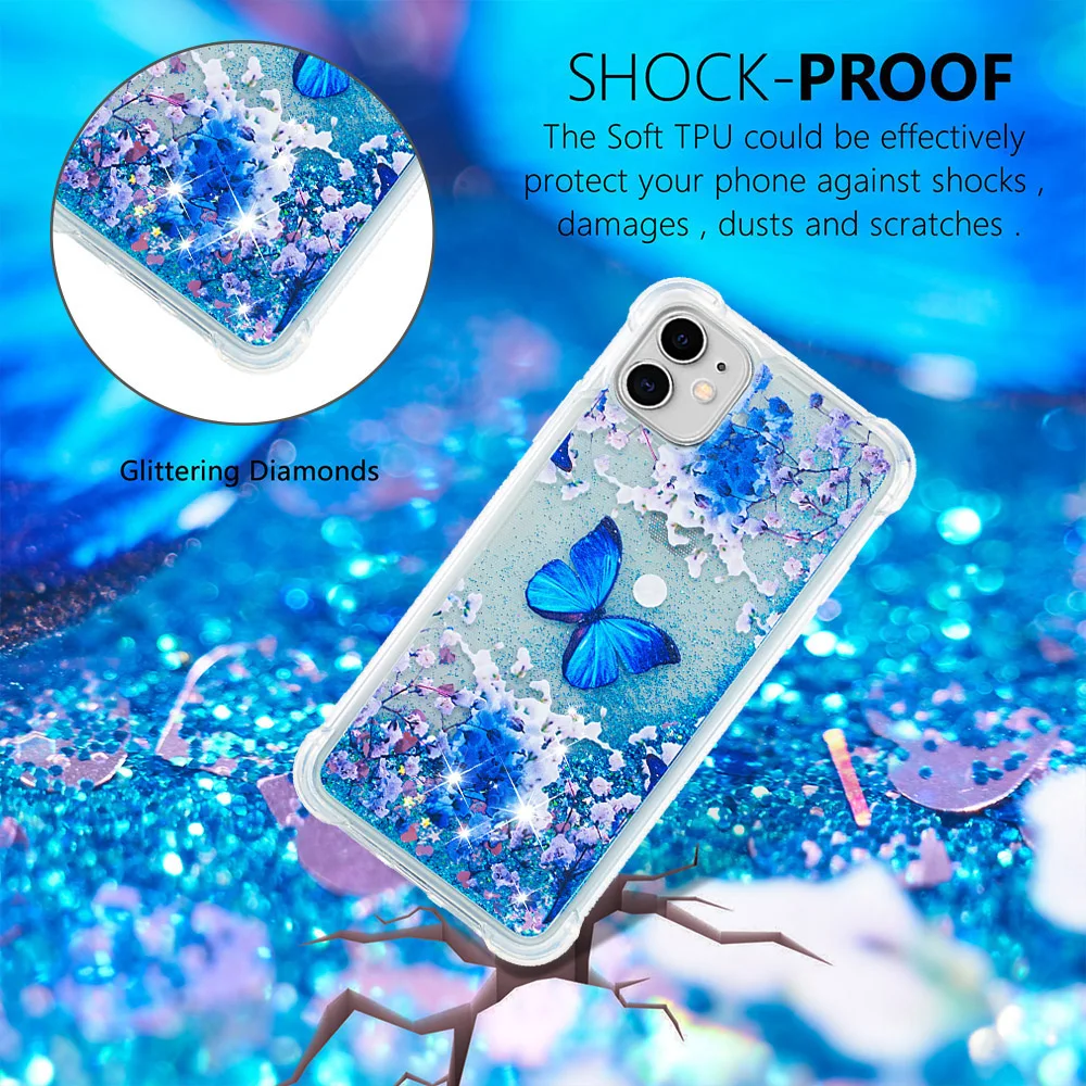 3D Блестящий чехол для iPhone 15 14 13 12 11 Pro Max чехлы с милым единорогом бабочкой