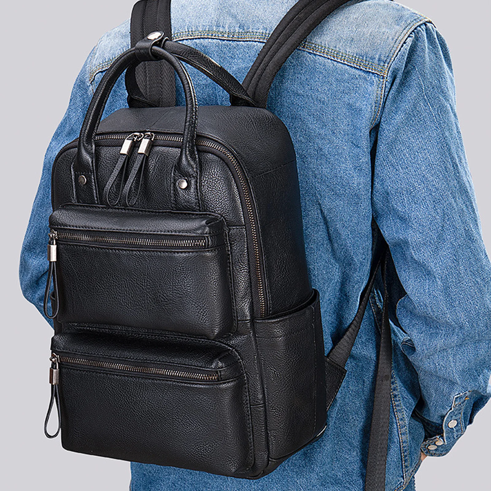 

Fashion Brand Design Men's Arge-capacity Backpack Genuine Leather Computer Bag for Man Casual Student High Quality School Bag
