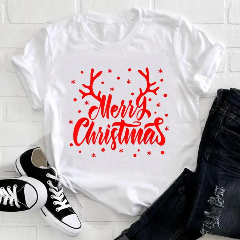 

Женская футболка с круглым вырезом, с надписью на Рождество