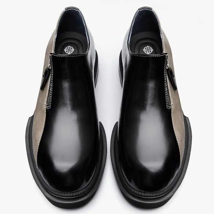 

Casual Leather Shoes Men Square Toe Vintage Business Fashion Office Commute Leather Martin Shoes Male Wedding Dress Shoes
