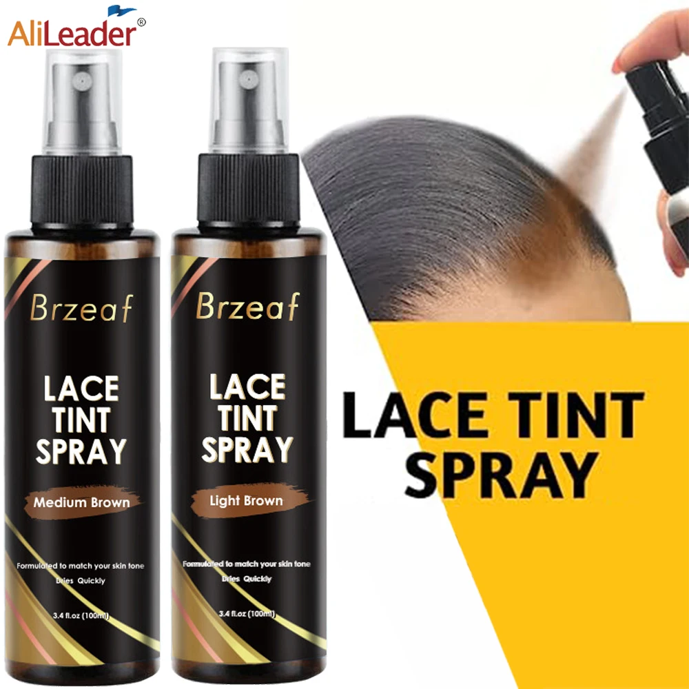 

100Ml Lace Tint Spray Mousse For Wig Tint Spray For Closure Wig Toupees Waterproof Wig Grids Concealer Dark Middle Light Brown
