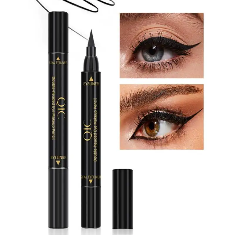 

QIC подводка для глаз черная жидкая подводка для глаз Ручка Водонепроницаемая быстросохнущая двухсторонняя подводка для глаз Карандаш Маки...