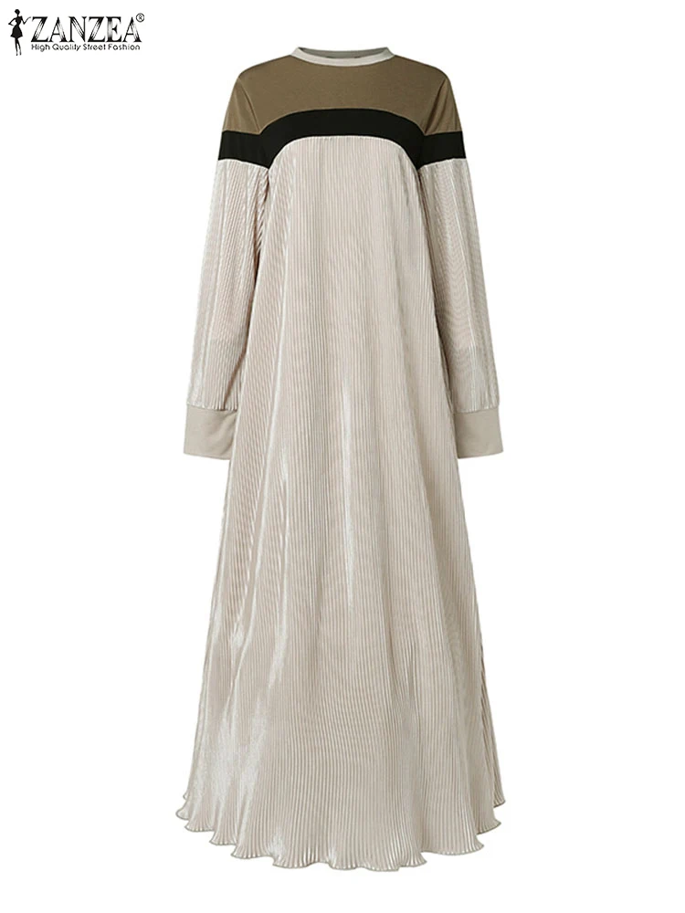 2024 осенние плиссированные платья ZANZEA мусульманское платье-хиджаб Абая женское