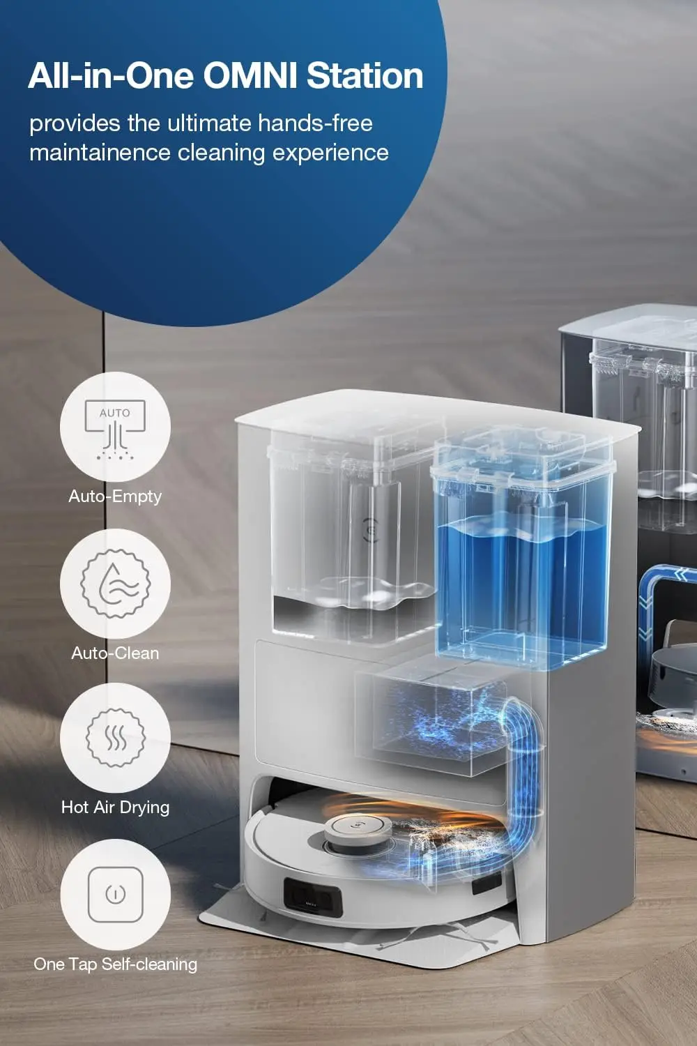 Комбинированный робот-пылесос и швабра ECOVACS DEEBOT T10 OMNI автоматическое