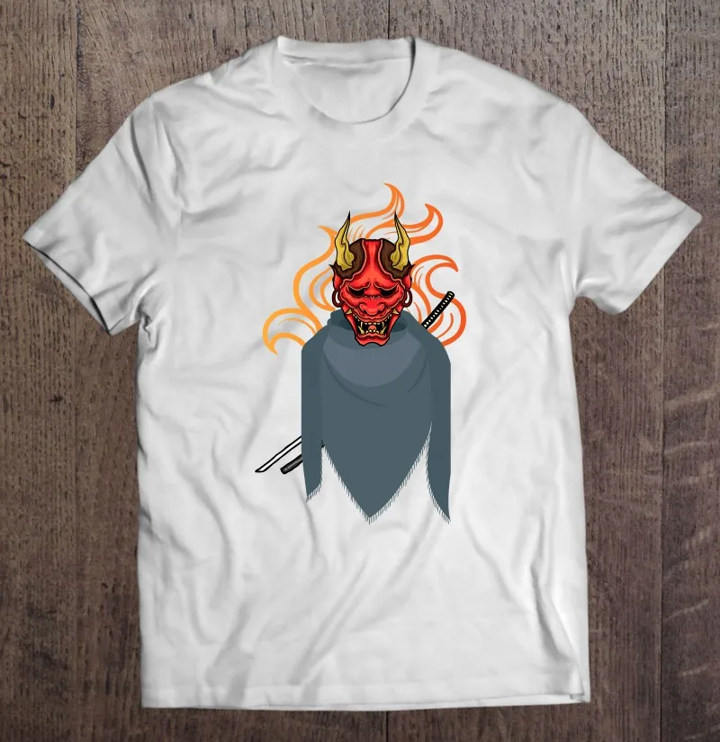 

Футболка мужская с маской Oni, демон, Самурай, короткий рукав