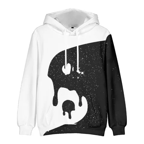 Tai Chi Pattern Hoodie for Men Women Kids Hooded Sweatshirt Black and White Wolf Hoodies Yin Yang Wolf Jacket Coat