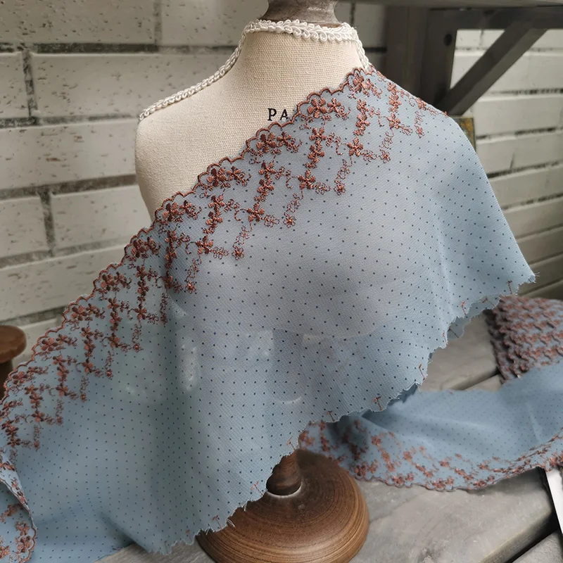 

2 метра/лот ширина 13 см серый синий цвет шифоновая ткань маленькая Цветочная вышивка кружевная юбка платье кружевная отделка Аксессуары X1206