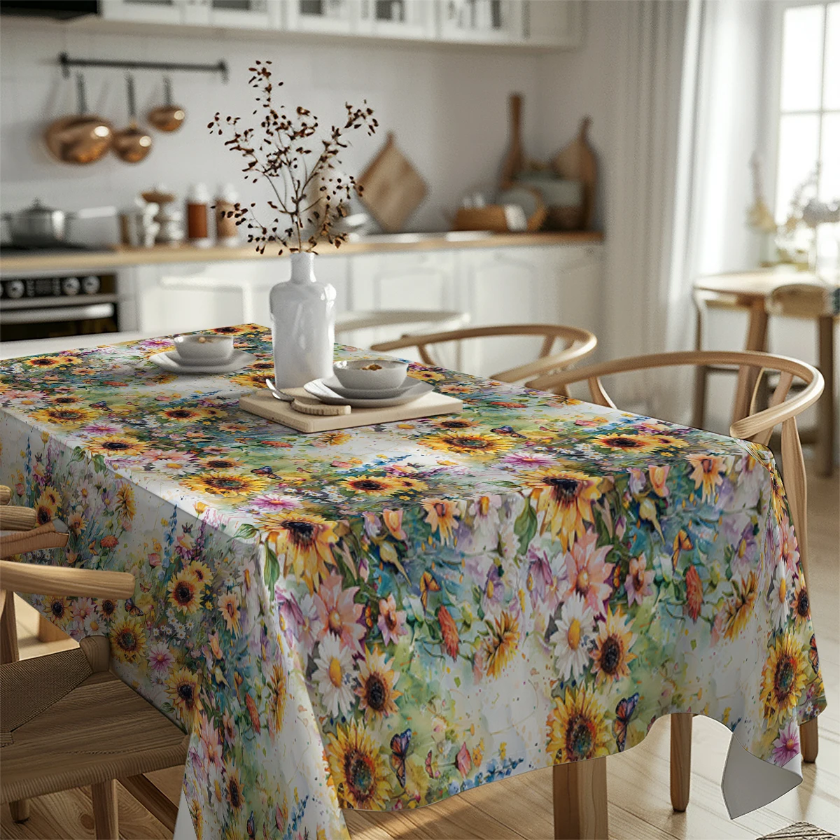 

Скатерть подсолнухи бабочки полиэстер хлопок