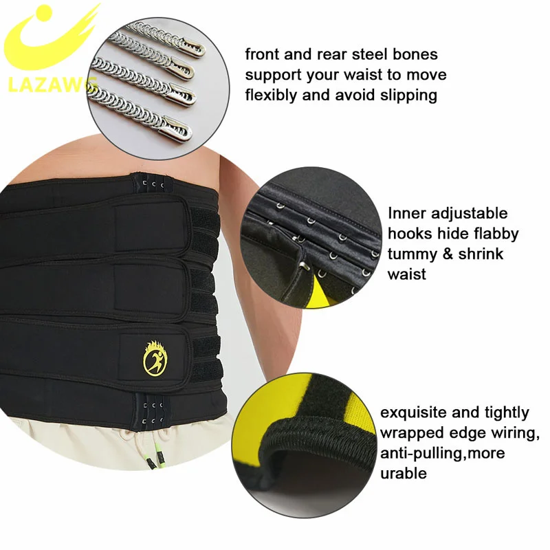 LAZAWG Men Waist Trainer Slimming Body Shaper Sauna Sweat Neoprene Belt Corsets Tummy Control Fitness Burner Workout Weight Loss