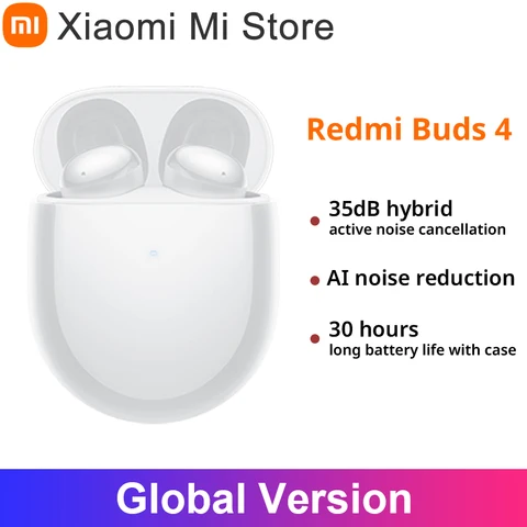 Наушники-вкладыши Xiaomi Redmi 4, до 30 часов прослушивания, Bluetooth 5,2, беспроводная гарнитура 35 дБ, активное шумоподавление