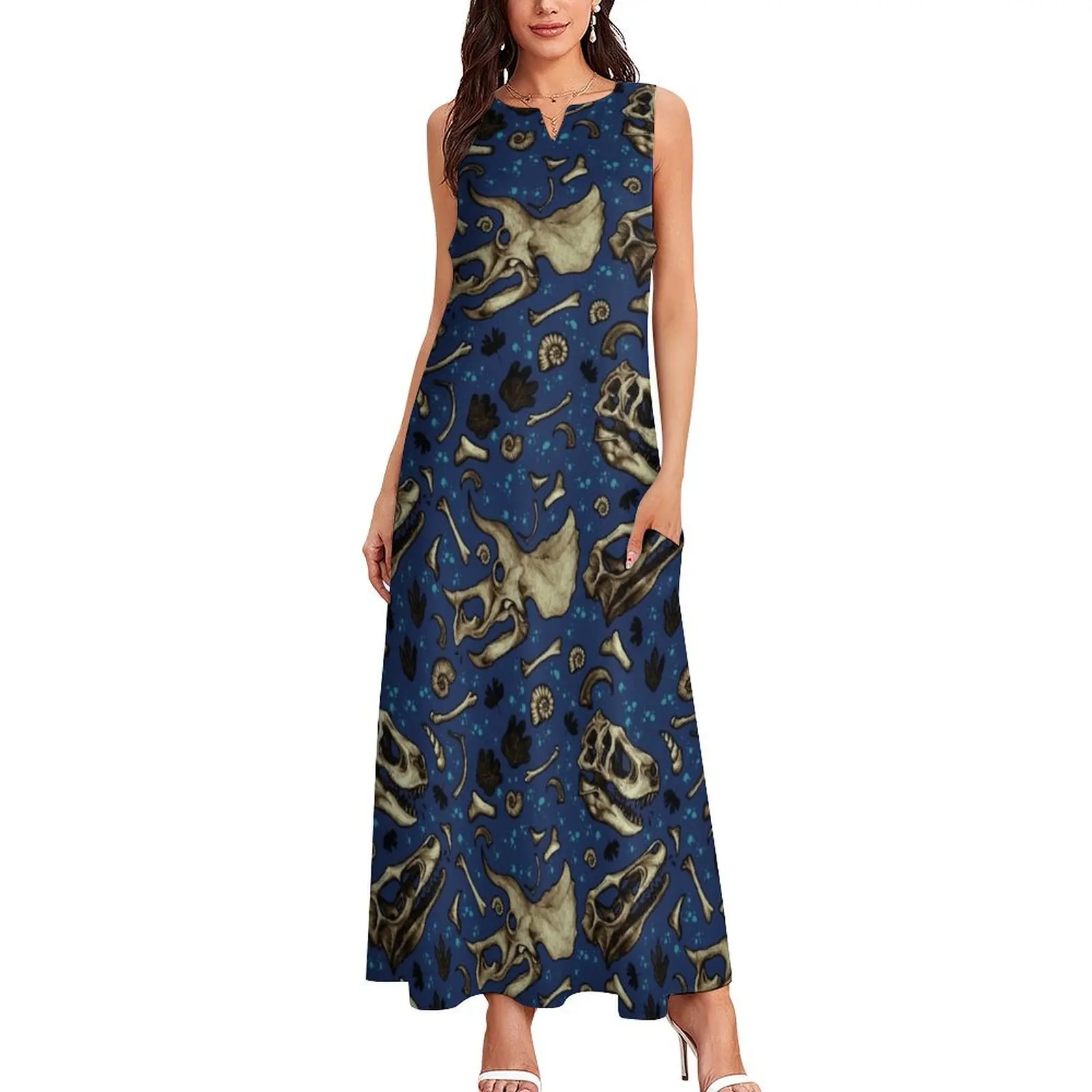 Fossil Bed Pattern - длинное платье с динозаврами вечерние платья для женщин 2025 г.