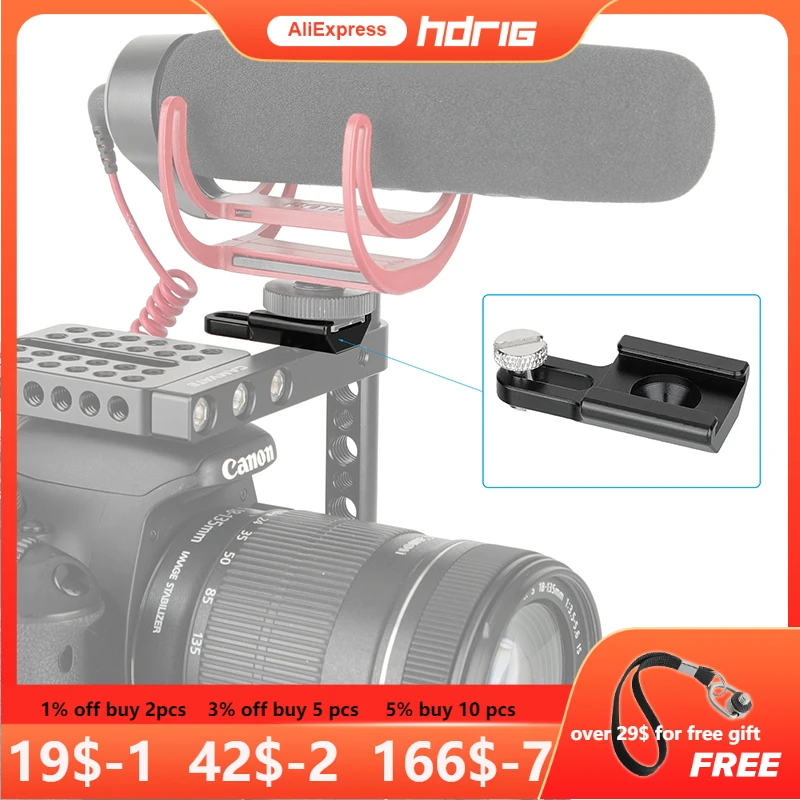 

HDRIG Universal Cold Shoe Mount With 1/4"-20 Mounting Groove & Stud Screw For DSLR Camera Cage Kit Shoe Accessories