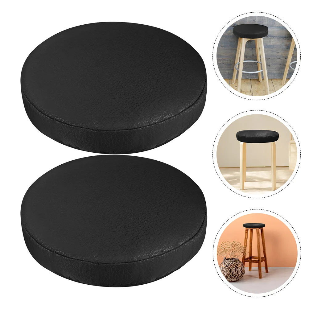 

Stool Covers Bar Cover Round Chair Slipcover Cushionscushion Slipcovers Elastic Pads Pu Stretch Washable Kitchen Protector Desk