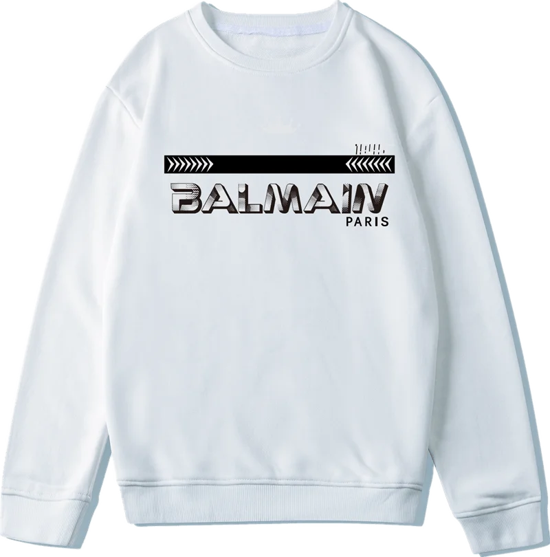 

New Men's Balmain Printed Long Sleeve Crew Neck Pullover All-match Casual Sweatshirts