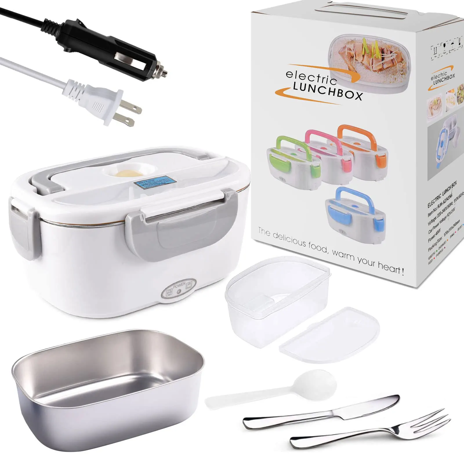 

1.5L Electric Lunch Box Food Warmer - Portable Food Heater for Car & Home , with 304 Stainless Steel Container