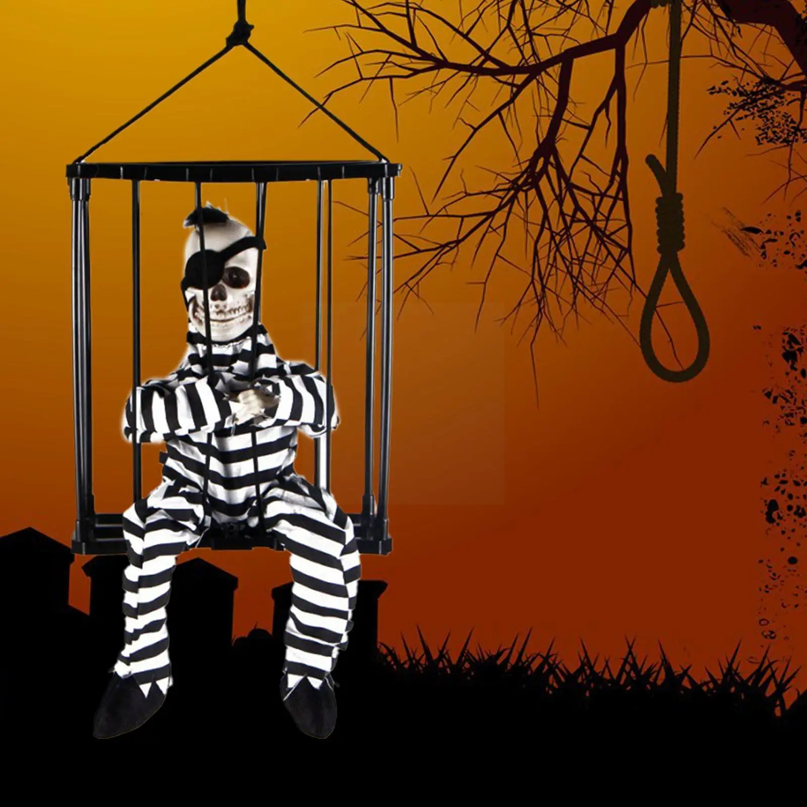 

Хэллоуин скелет заключенный головоломка управление светильник ением Индукционная вечевечерние НКА электрическая фотоигрушка смешная стр...