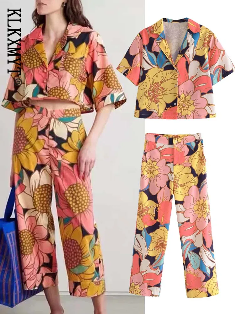 

Zar 2022 New Fashion Printed Set Woman 2 Pieces Suit Women Pants Sets Ladies Shirts Tops Casual Vintage Woman Suit