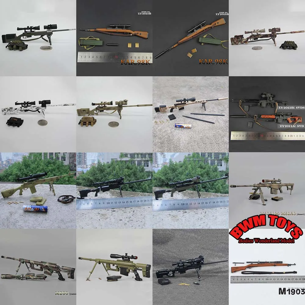 16 типов, масштаб 1/6, пластиковая Военная сборка, мини-винтовка 98K, SVD, SVDS, USMC, MSR, M200, MK13, снайперское оружие, подходит для экшн-фигурки 12 дюймов 16 типов, масштаб 1/6, пластиковая Военная сборка, мини-винтовка 98K, SVD, SVDS, USMC, MSR, M200, MK13, снайперское оружие, подходит для экшн-фигурки 12 дюймов