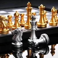 medieval chess set with high quality chessboard 32 gold silver chess pieces magnetic board game chess figure sets szachy checker