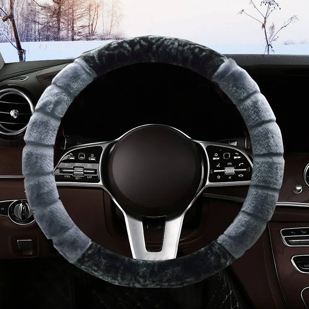 

1Pcs Universal Winter Super Soft Plush Car Steering Wheel Cover Warm Faux Fur Auto Handlebar on the Steering-Wheel 37/38cm