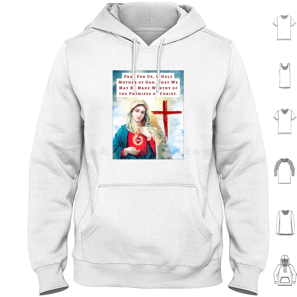 Толстовки с капюшоном длинным рукавом и изображением Святой Марии