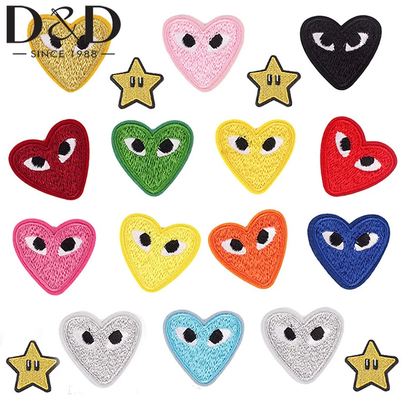 

1Pcs Heart Shaped Patches Embroidered Iron on Patch For Clothing Jackets Hats Backpacks Jeans DIY Sewing Process