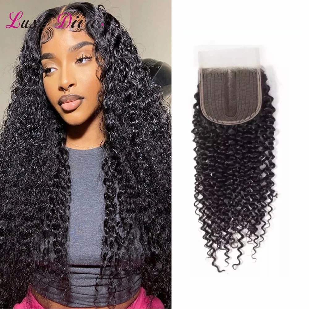 

Luxe diva KinkyCurly HD Transparent T Part Lace Closure Brazilian Human Hair Remy Hair Straight / Body Wave 4x1 Lace Closure