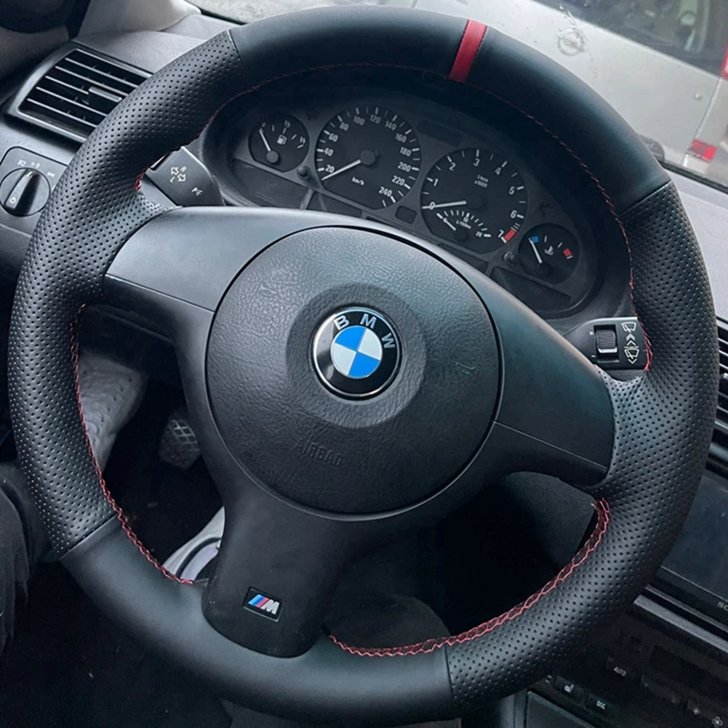 

Hand Sewing Customized Anti-Slip Genuine leather Car Steering Wheel Braid Cover For BMW 330i 540i 525i 530i 330Ci E46 M3 E39