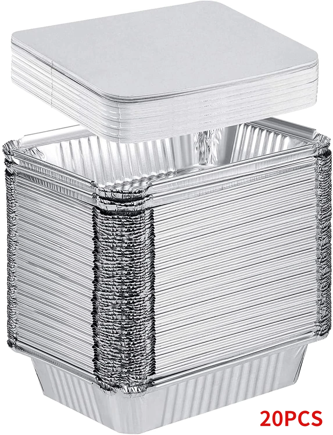 

20PCS 450ML Disposable Aluminum Foil With Lid Aluminum Foil Tray Aluminum Pan With Lids Food Packaging Takeaway Container