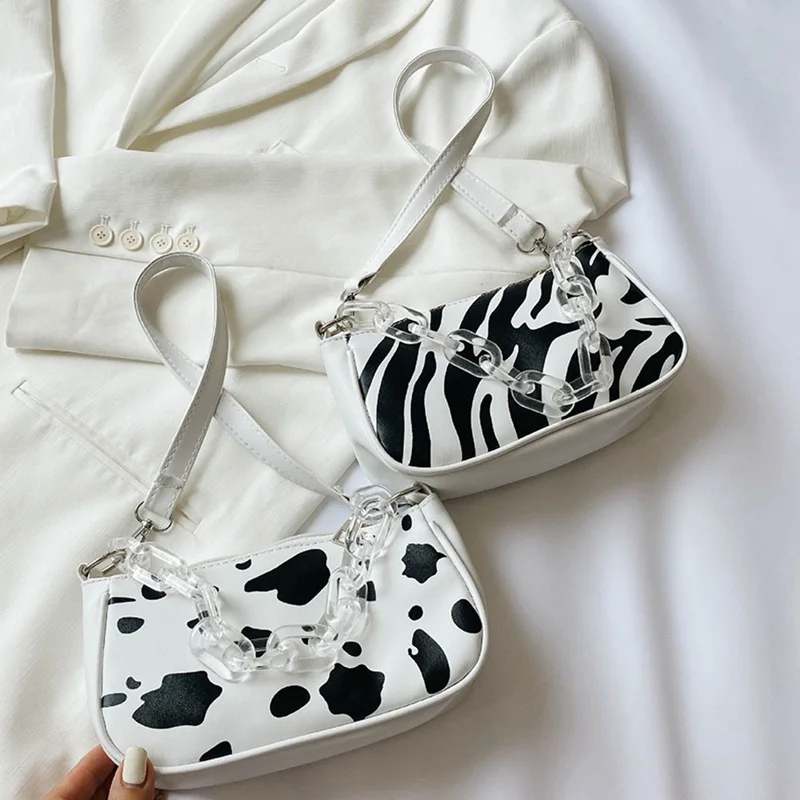 

Женские сумочки с принтом зебры, модные сумки на плечо, дизайнерские кожаные сумки-тоуты вечерние вечерняя сумочка под подмышку, белые сумо...